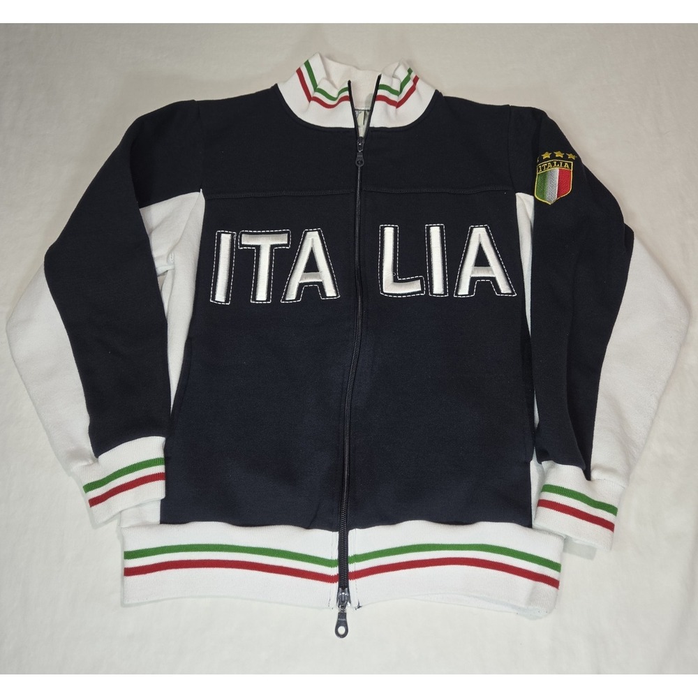 FM Italia Italy Embroidered Track Jacket Mens XS Navy White Soccer Full Zip